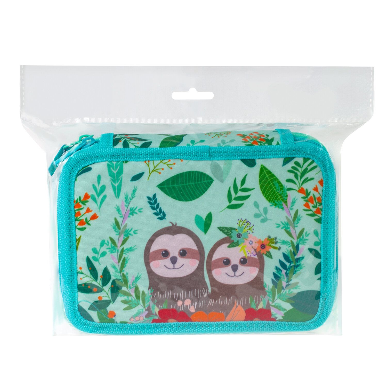Пенал BRAUBERG, 3 отделения, ткань, 20,5х14 см, "Sloths", 229291