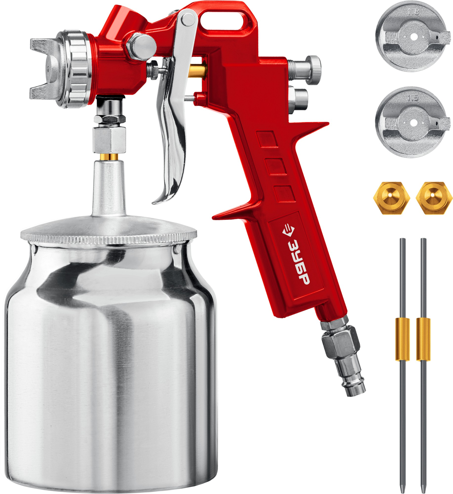 Краскопульт пневматический с нижним бачком ЗУБР MS 200N-3, 1.2, 1.5, 1.8 мм,