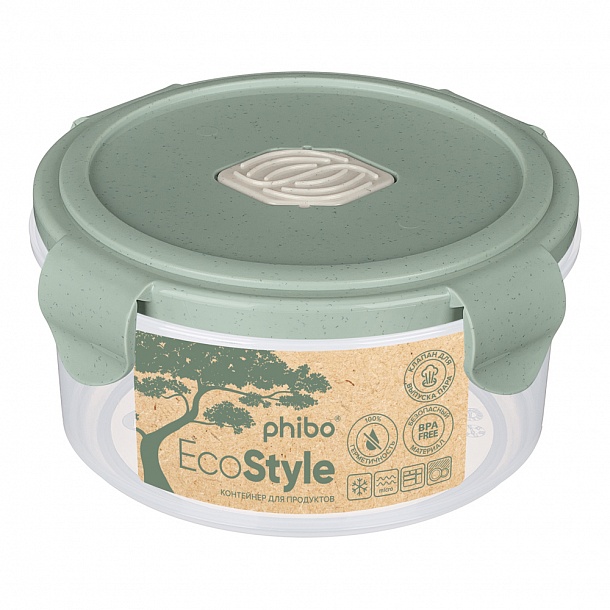 Контейнер для холодильника и микроволновой печи с клапаном Eco Style 0,55л (зеленый флэк)