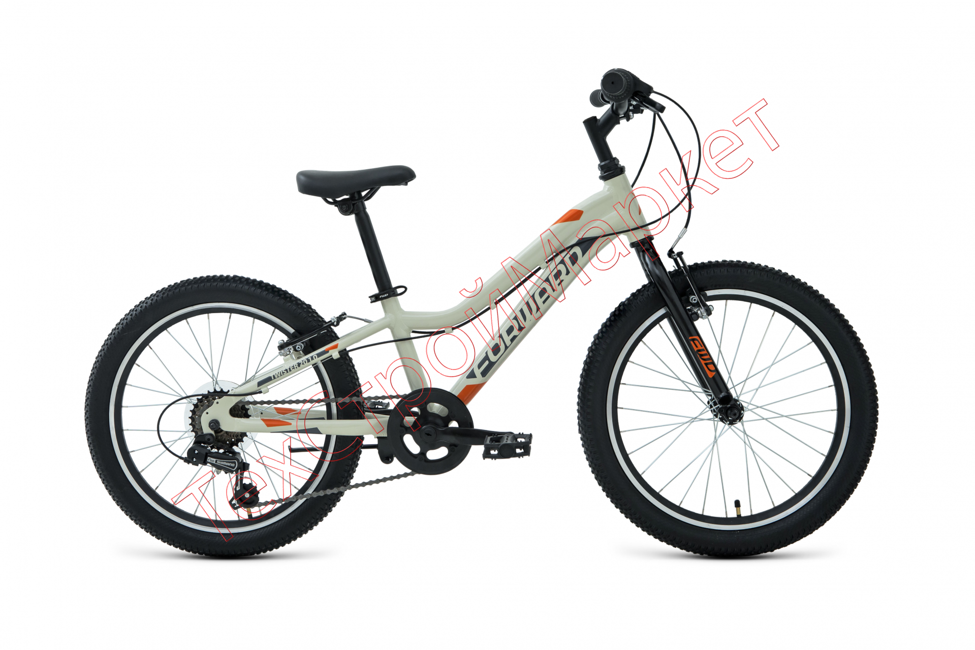 Велосипед Forward TWISTER 20 1.0 (рост 10") 2020-2021, серый/оранжевый, RBKW1J307008