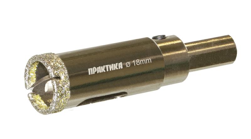Коронка алмазная по керамограниту/керамике 18*70мм ПРАКТИКА "Профи"