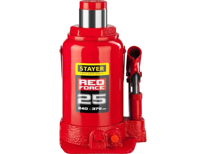 Домкрат гидравлический бутылочный "RED FORCE", 25т, 240-375 мм, STAYER