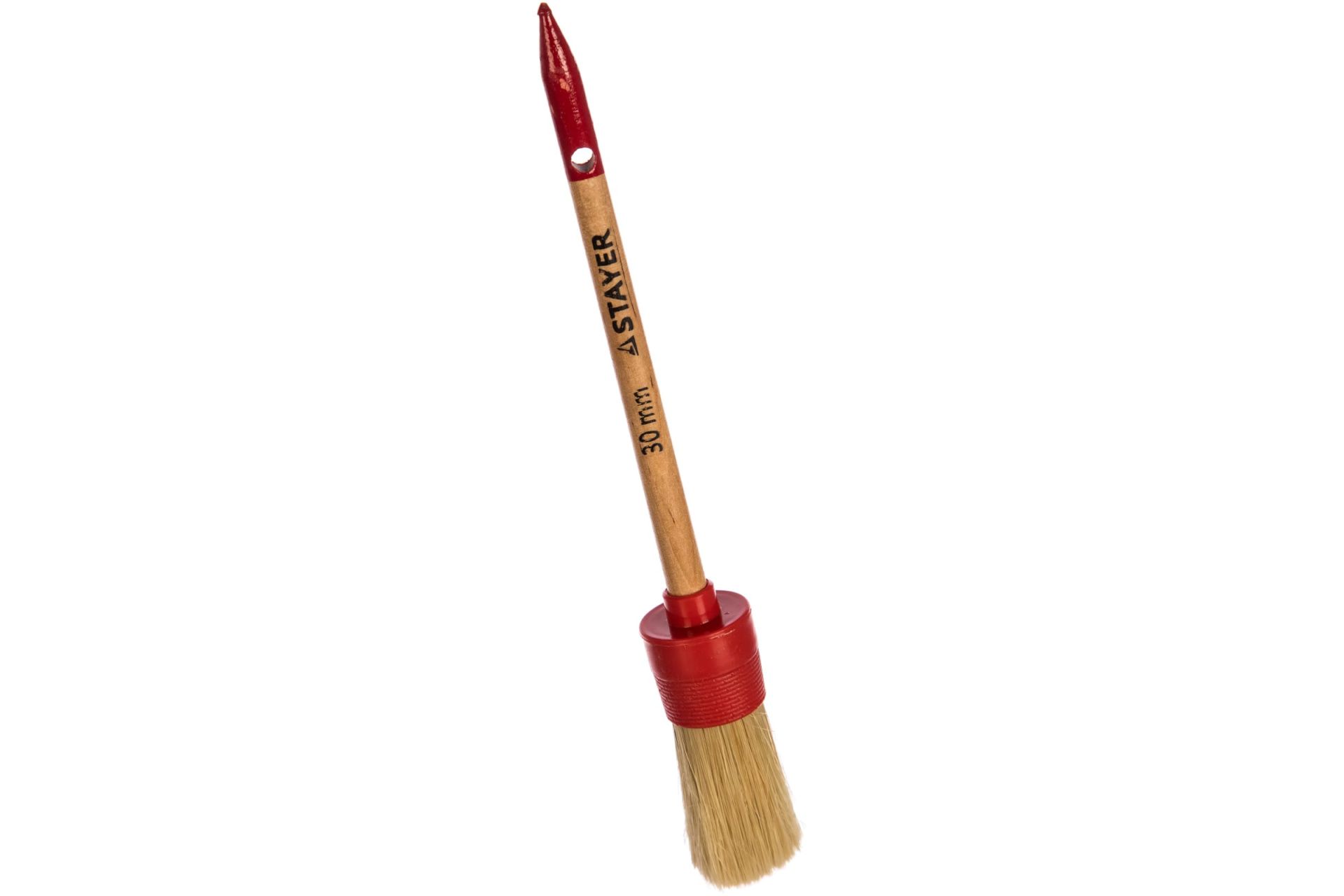 Кисть круглая, светлая натурал. щетина, пластм. корпус, деревян. ручка, №6 x 30мм STAYER "MASTER"