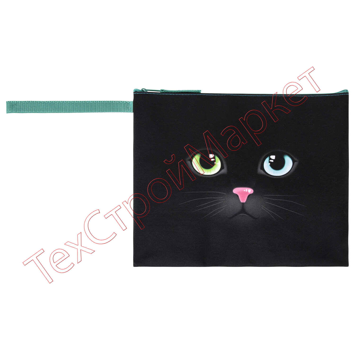 Папка для тетрадей BRAUBERG А5, 1 отделение, ткань, молния сверху, с ручкой, "Black Cat", 270339