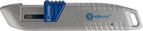 Нож технический КОБАЛЬТ "Безопасный", трапециевидное лезвие 19 мм, корпус из ABS пластика, блистер