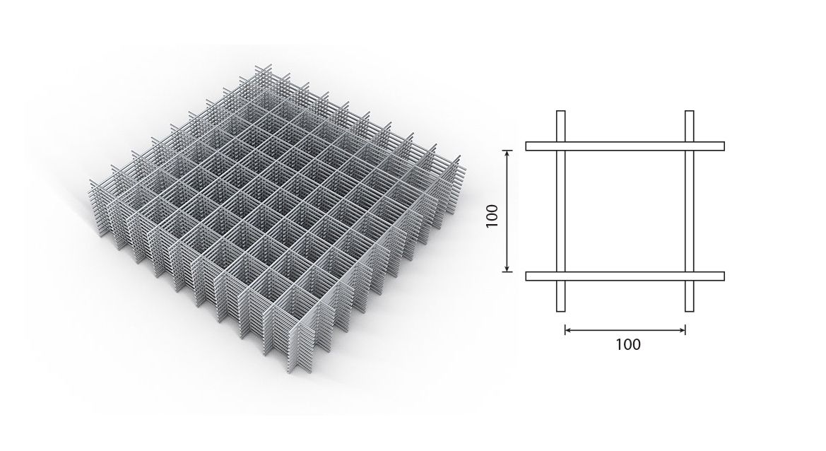 Сетка кладочная в листах ячейка 100*100 (1м*2м) d-4мм