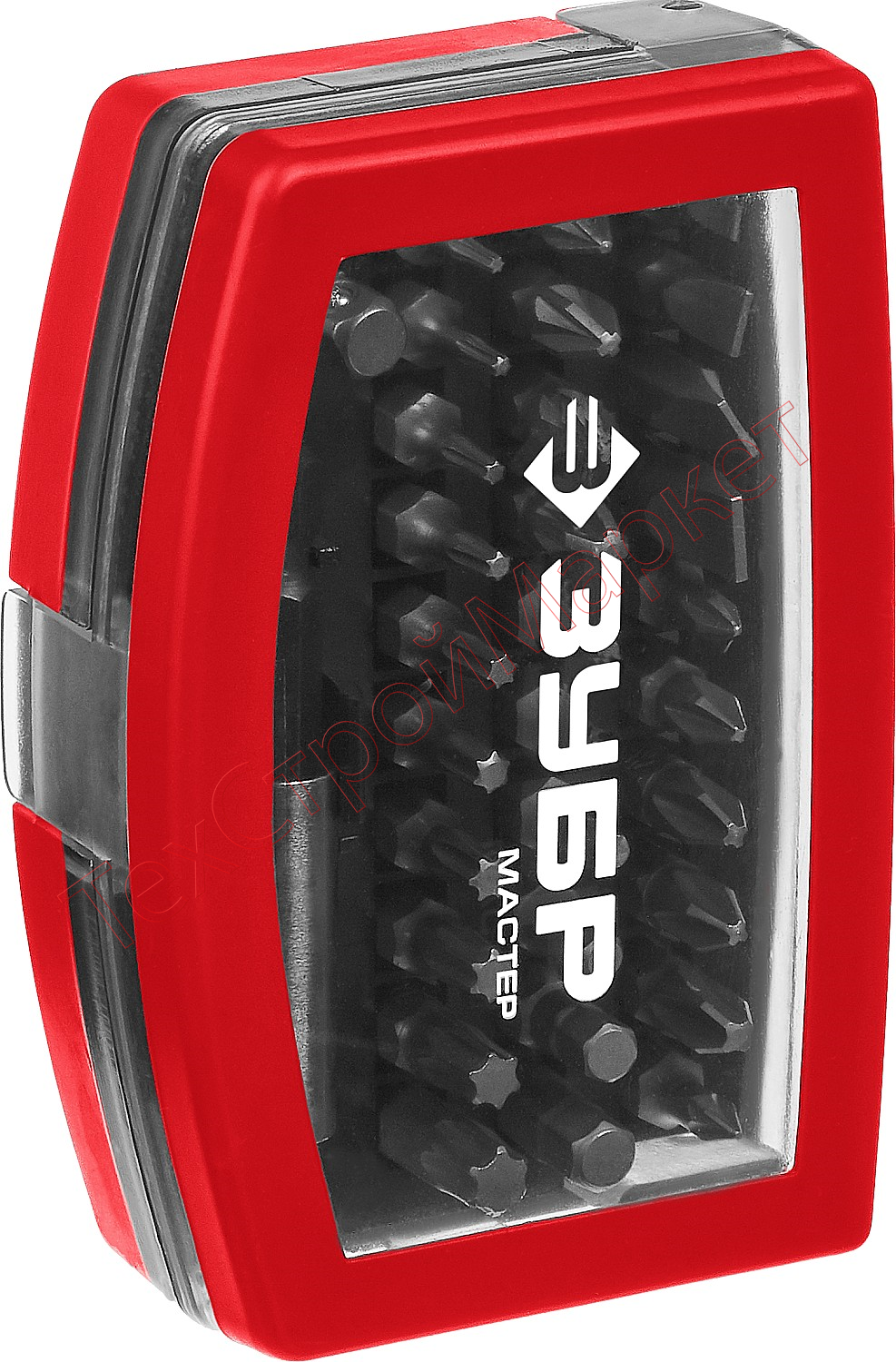 Набор ЗУБР: Биты "МХ-32", CR-V, в компактном боксе с эластичными противоударными, противоскользящими вставками, магнитный адаптер с фиксатором