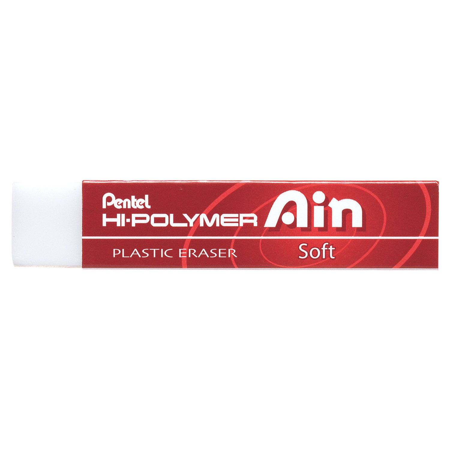 Ластик большой PENTEL "Hi-Polymer Ain", 65х13,6х13,6 мм, белый, прямоугольный, картонный держатель, ZETS07