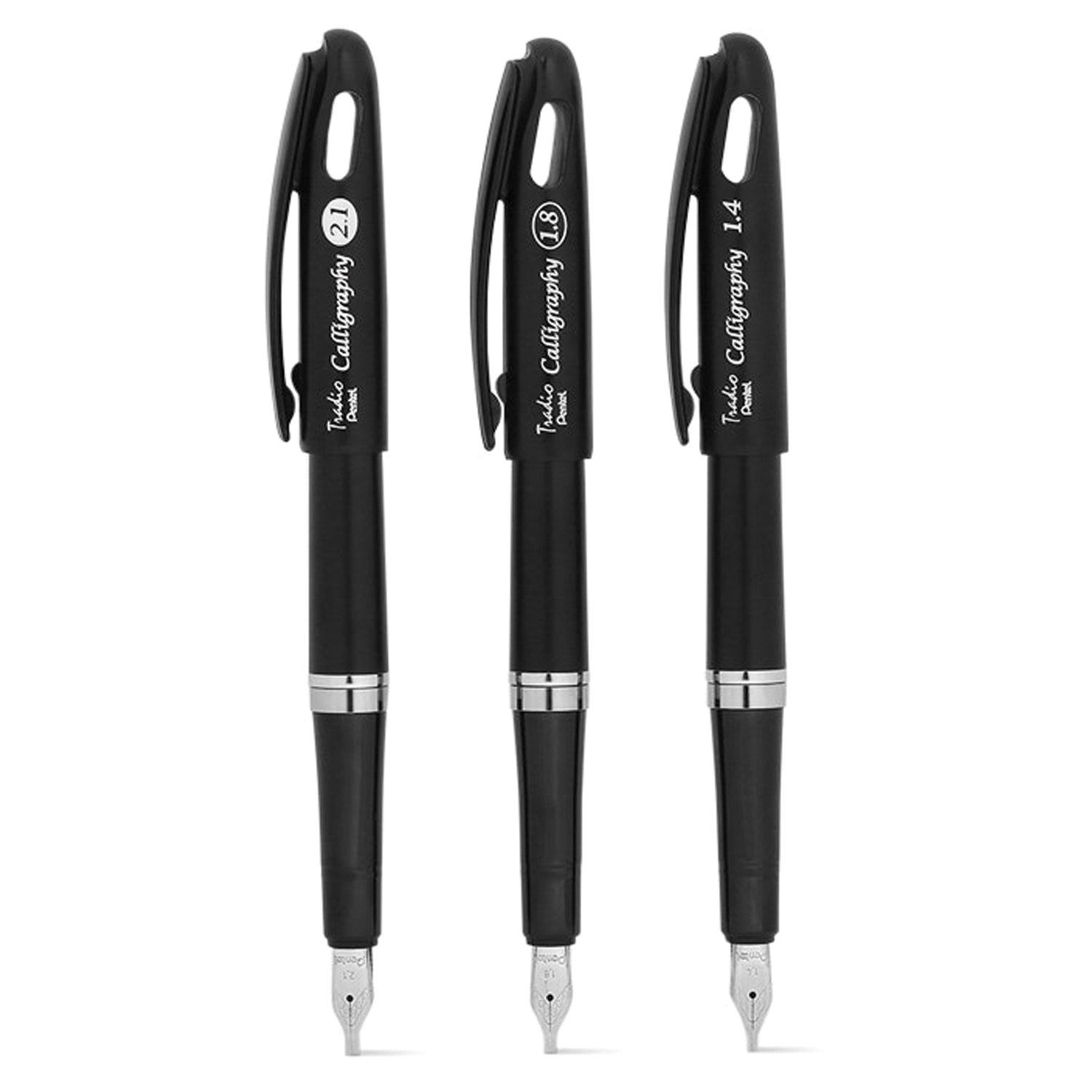 Ручка перьевая PENTEL (Япония) "Tradio Calligraphy", корпус черный, линия письма 1,8 мм, черная, TRC1-18A