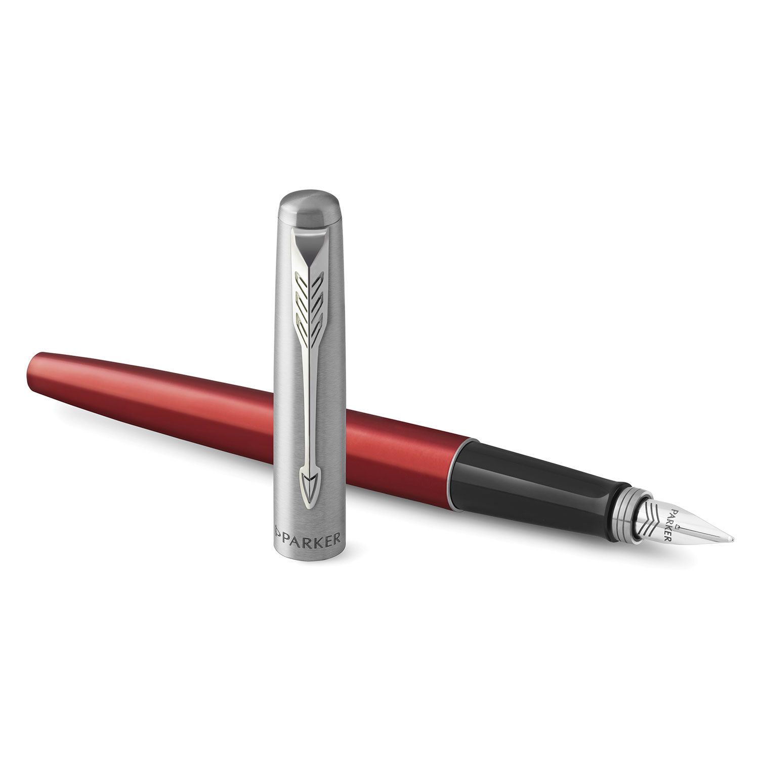 Ручка перьевая PARKER "Jotter Kensington Red CT", корпус красный, детали из нержавеющей стали, синяя, 2030949
