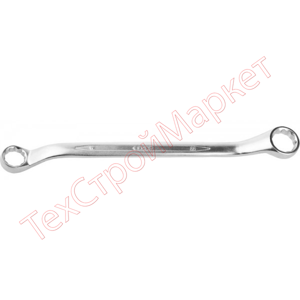 Ключ ЗУБР "ПРОФИ" гаечный накидной изогнутый, Cr-V сталь, хромированный, 19х22мм
