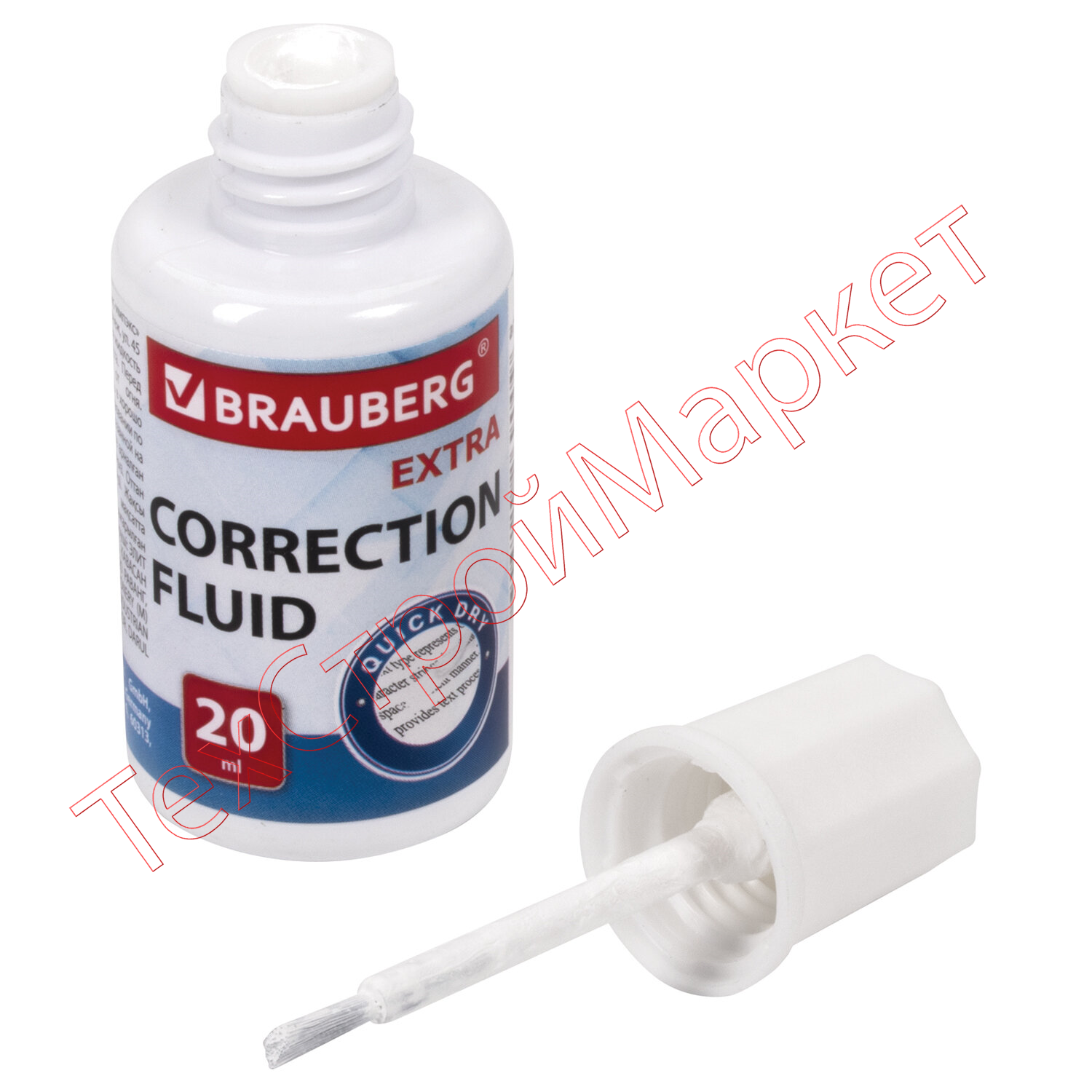 Корректирующая жидкость BRAUBERG EXTRA быстросохнущая, 20 мл, с кисточкой, 229397