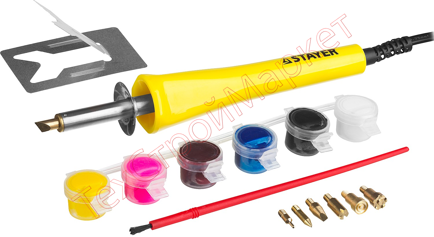 Прибор для выжигания с набором насадок 7шт и красками STAYER "MASTER" 