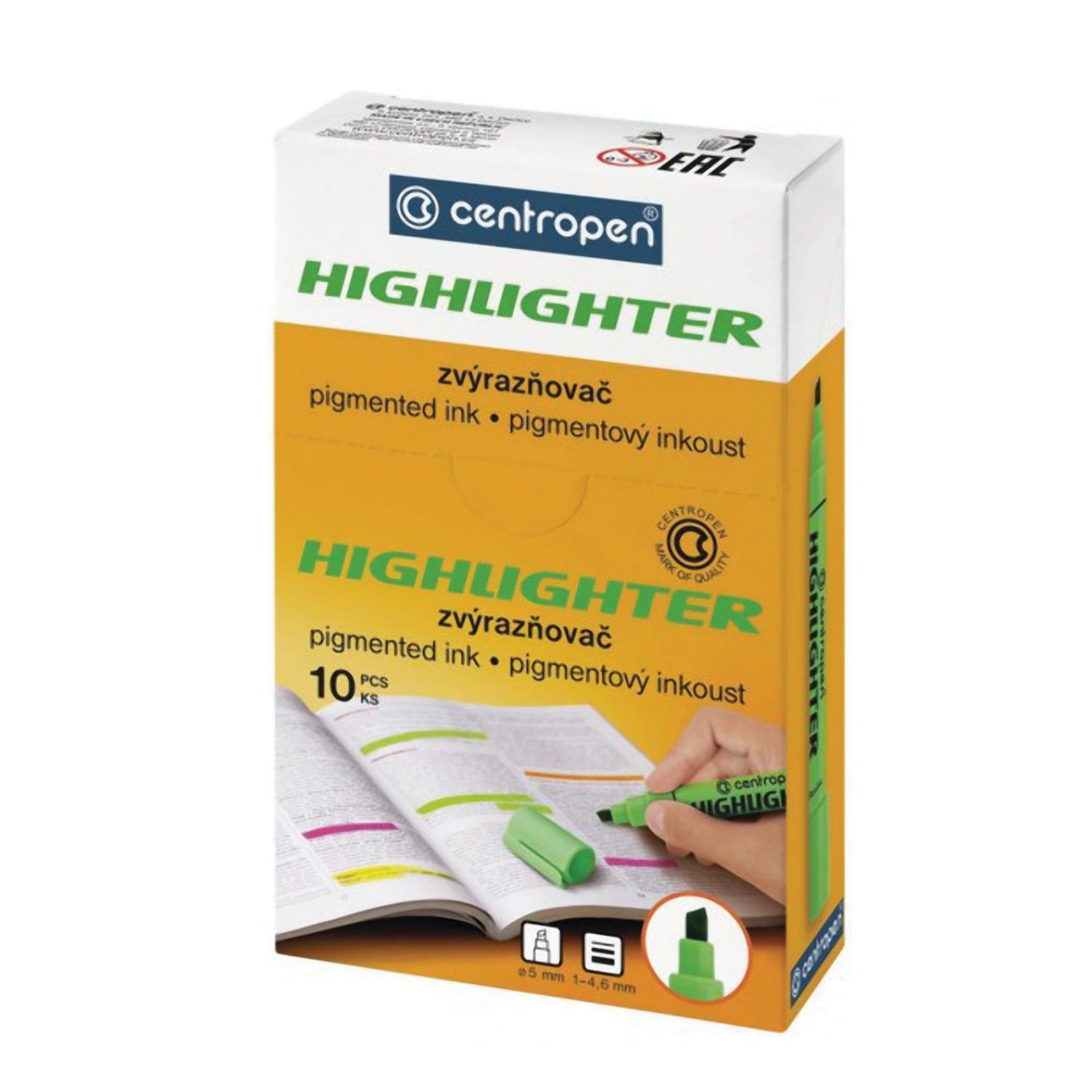 Текстовыделитель CENTROPEN, НЕОН ЖЕЛТЫЙ, линия 1-4,6 мм, 8852/1Ж, 4 8852 0051