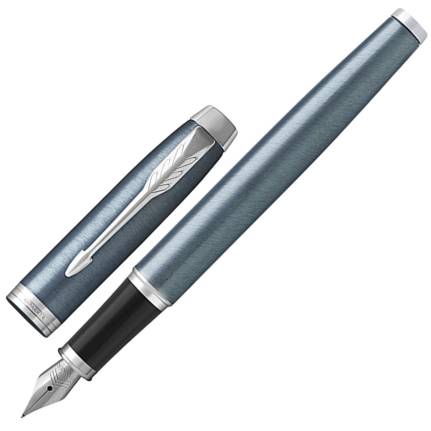 Ручка перьевая PARKER "IM Core Light Blue Grey CT", корпус серо-голубой лак, хромированные детали, синяя, 1931648