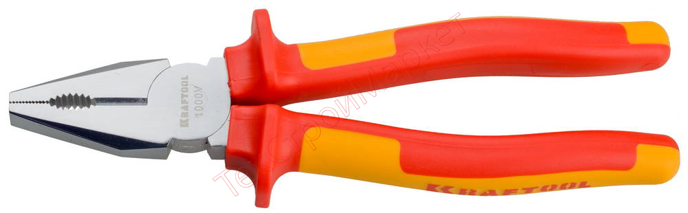 Плоскогубцы "ELECTRO-KRAFT", Cr-Mo сталь, двухкомпонентная маслобензостойкая рукоятка, хромированное покрытие, 200мм, KRAFTOOL 2202-1-20