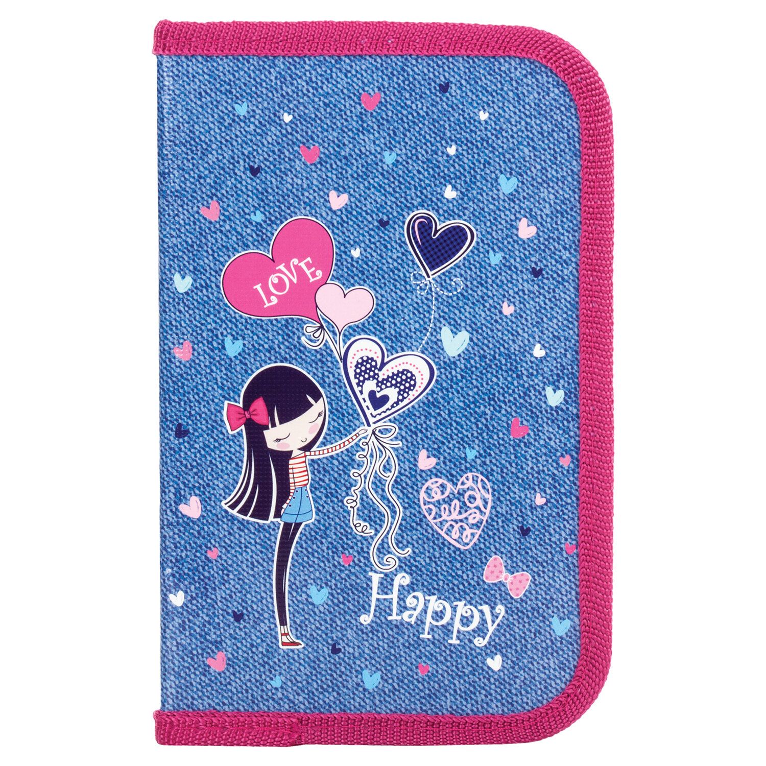 Пенал ПИФАГОР, 1 отделение, ламинированный картон, 19х11 см, Happy girl, 270160