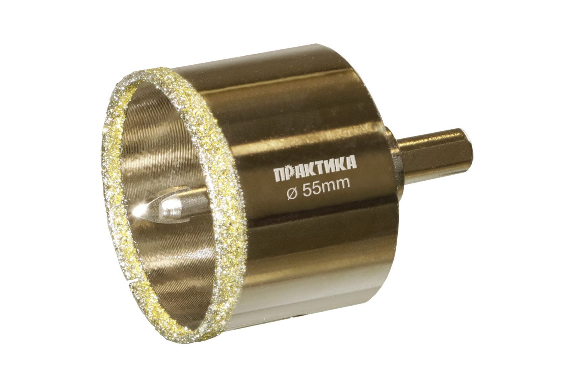 Коронка алмазная "Профи" по керамограниту/керамике 55х70мм, пилотное сверло, (1шт) блистер ПРАКТИКА