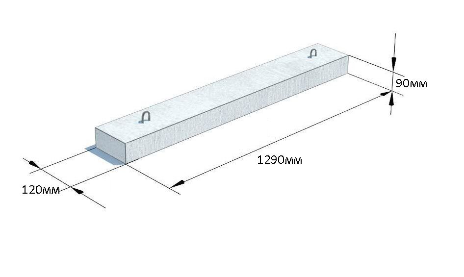 Перемычка Брусковая 8ПБ 13-1п (1290*120*90мм) Вес - 35кг
