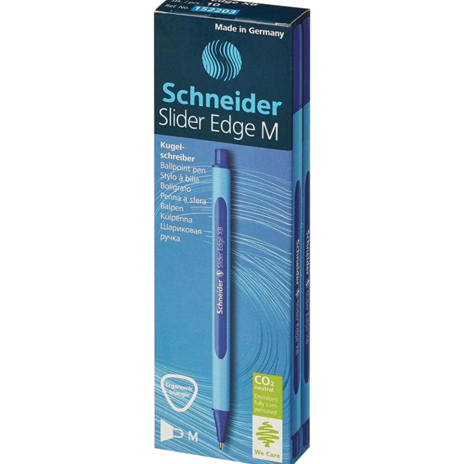 Ручка шариковая SCHNEIDER (Германия) "Slider Edge XB", СИНЯЯ, трехгранная, узел 1,4 мм, линия письма 0,7 мм, 152203