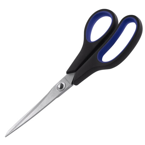 Ножницы "Soft Grip",216 мм черно-синие, резиновые вставки, 3-х сторонняя заточка, BRAUBERG