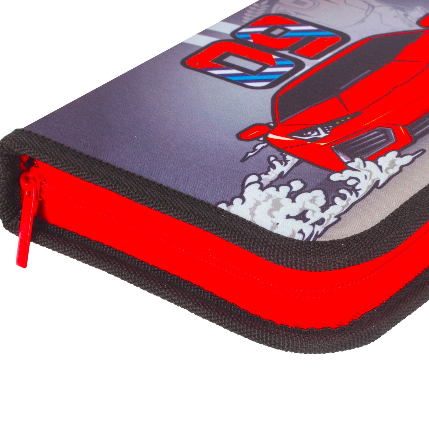 Пенал BRAUBERG, 1 отделение, 2 откидные планки, ткань, 20х14 см, "Streetracing", 229284