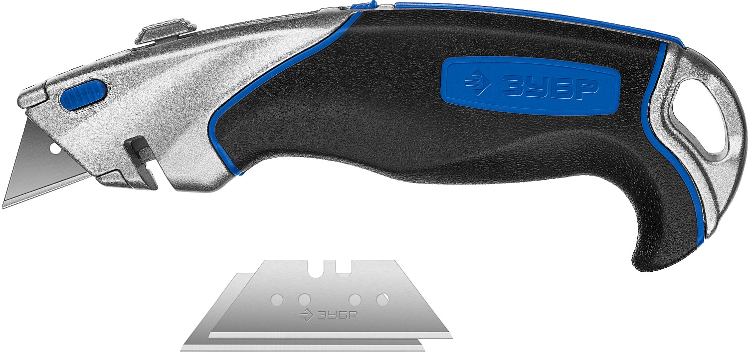 Нож универсальный  с автостопом и быстрой заменой лезвий, трап. лезвия А24 ЗУБР Профессионал Эксперт