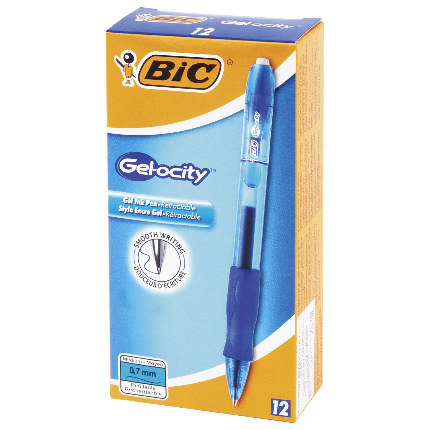 Ручка гелевая автоматическая с грипом BIC "Gelocity Original", СИНЯЯ, узел 0,7 мм, линия письма 0,35 мм, 829158