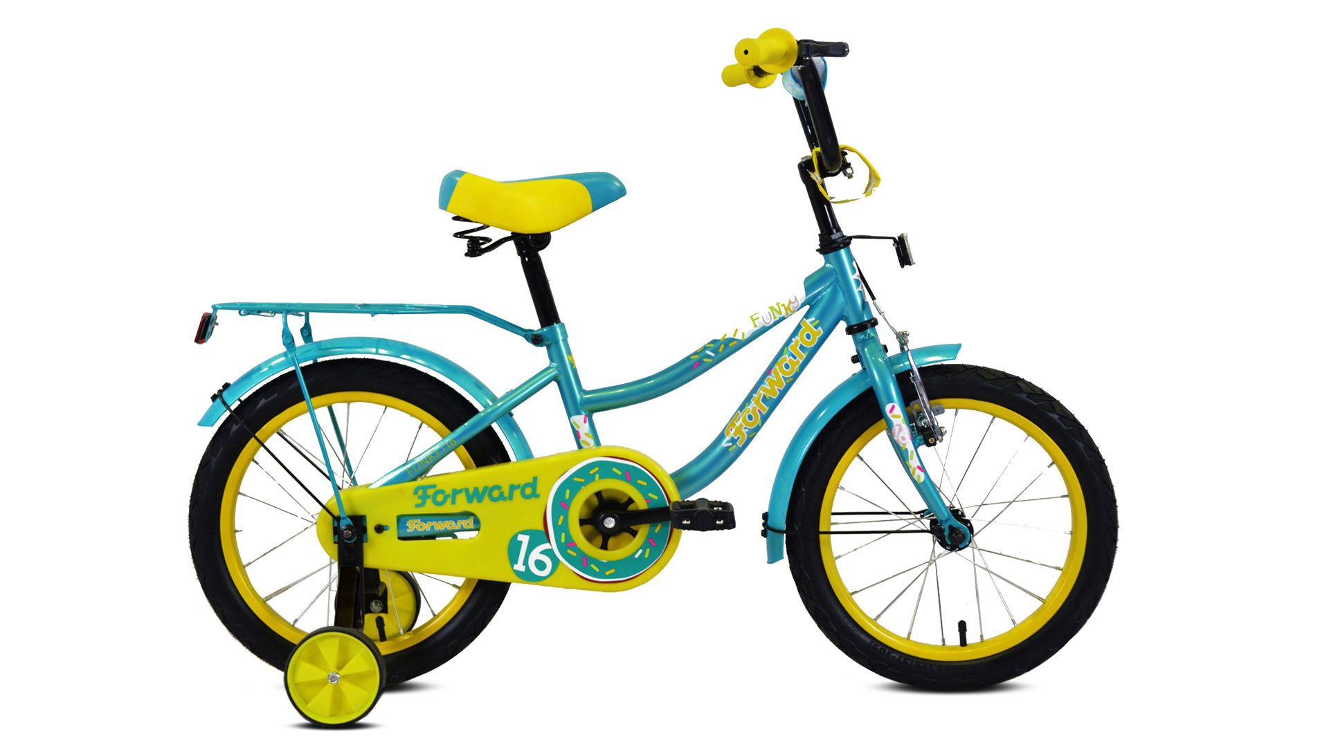 Велосипед FORWARD FUNKY 16 (16" 1 ск.) 2019-2020, бирюзовый/желтый, RBKW0LNG1035
