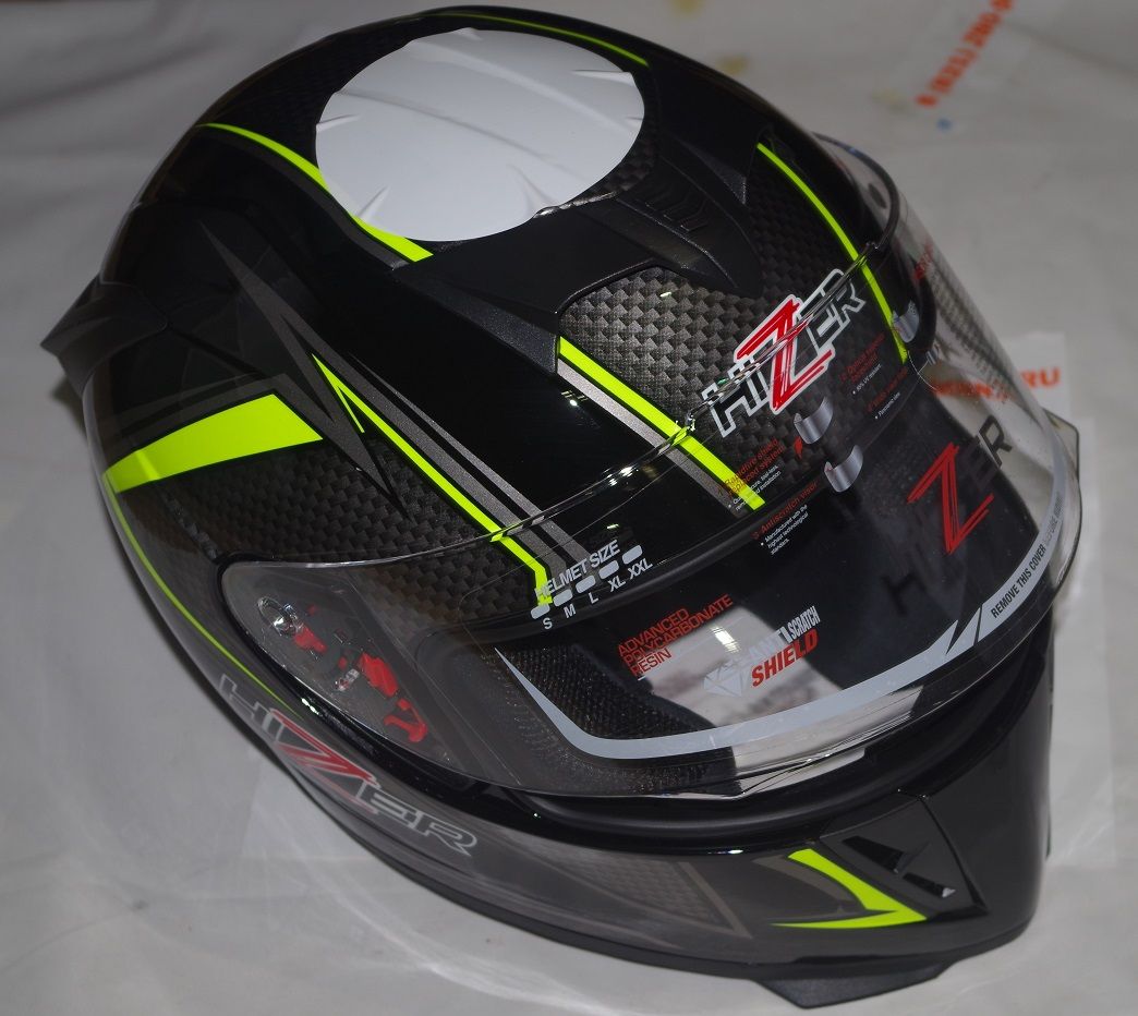 Шлем мото HIZER J5311 (S) #1 black/lemon