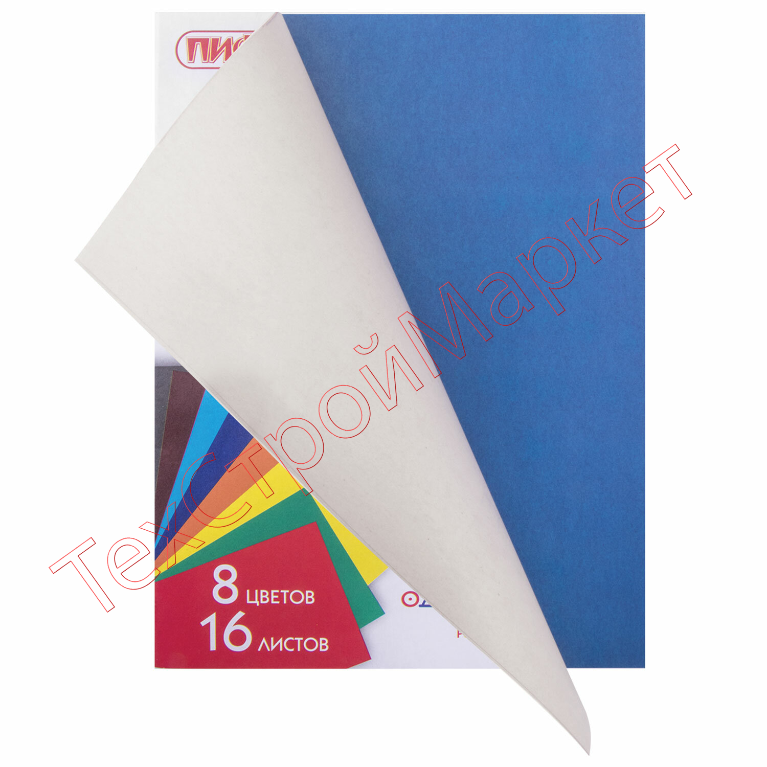 Цветная бумага А4 газетная, 16 листов 8 цветов, на скобе, ПИФАГОР, 200х283 мм, "Мишка сладкоежка", 129564