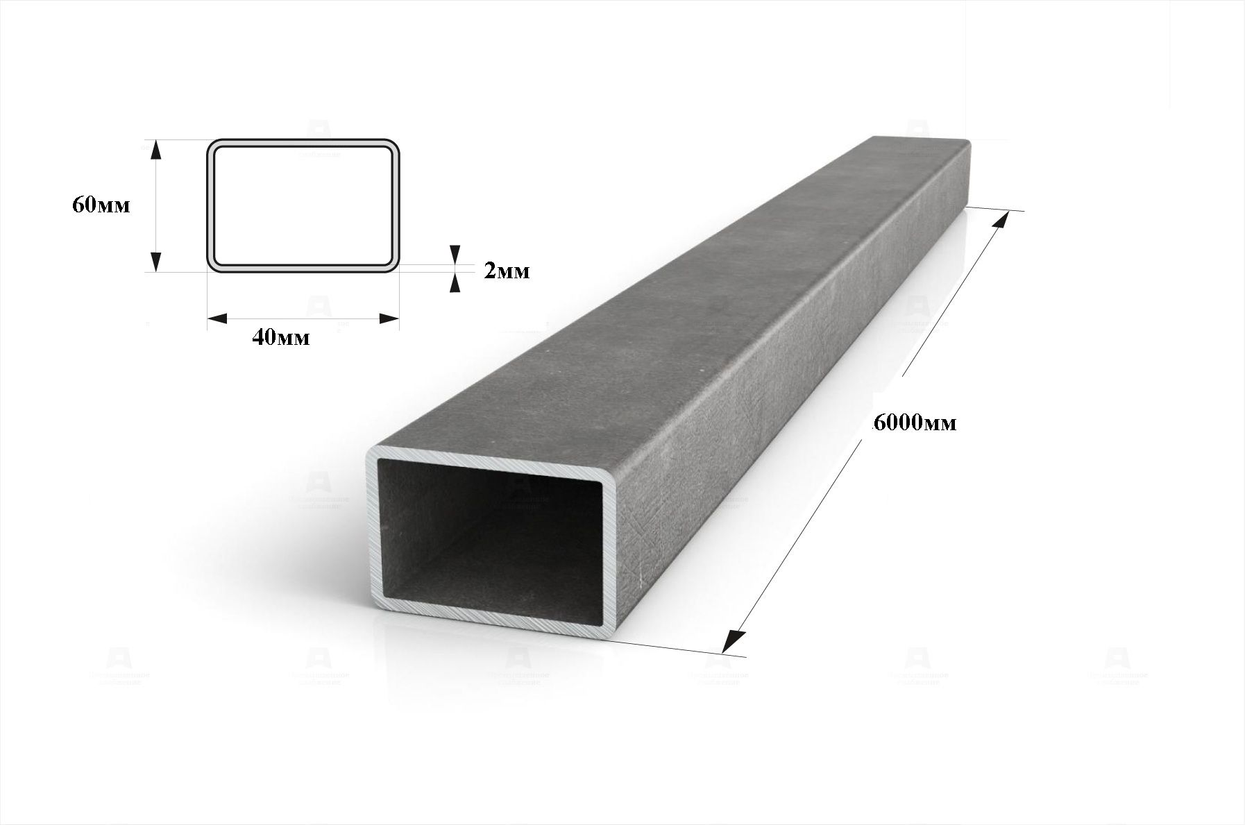 Труба профильная (прямоугольная) 60*40*2мм L-6000мм