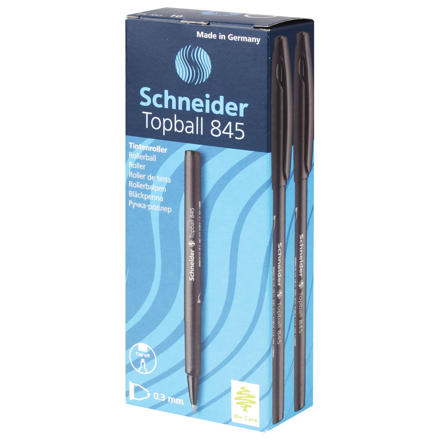 Ручка-роллер SCHNEIDER (Германия) "Topball 845", ЧЕРНАЯ, корпус с печатью, узел 0,5 мм, линия письма 0,3 мм, 184501