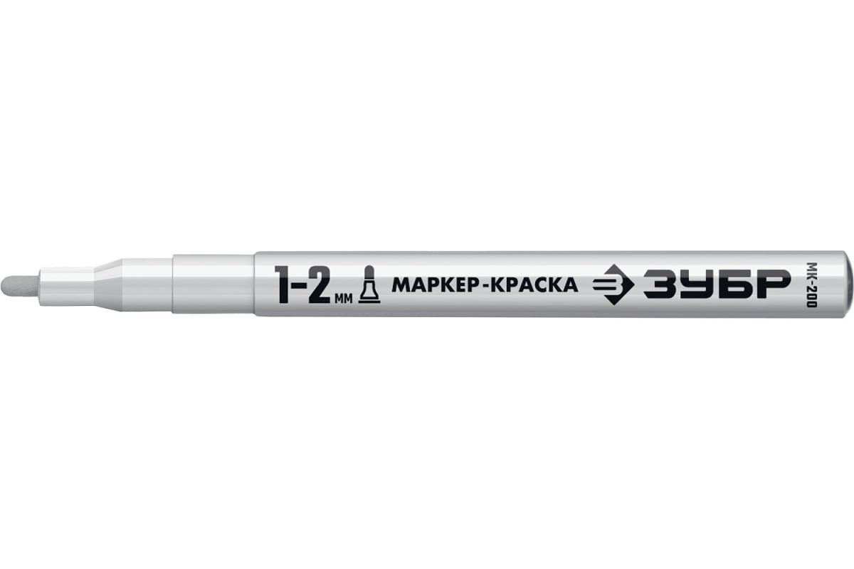 Маркер-краска белый, 1-2 мм, круглый наконечник МК-200 ЗУБР 