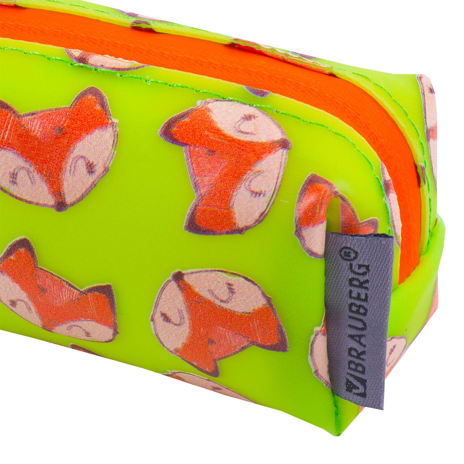 Пенал-косметичка BRAUBERG прямоугольный, мягкий, "Foxes", 21х5х5 см, 229252