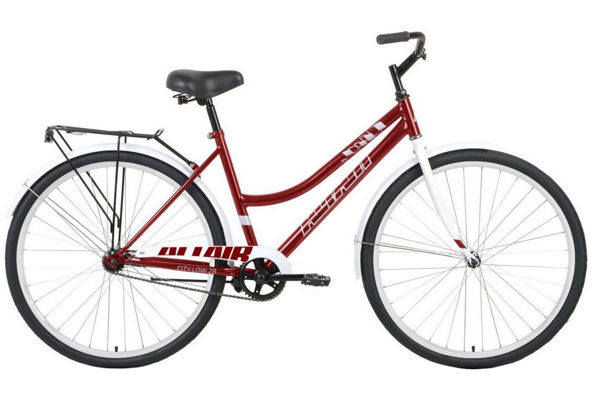 Велосипед ALTAIR CITY 28 low (28" 1 ск. рост. 19") 2022, темно-красный/белый, RBK22AL28022