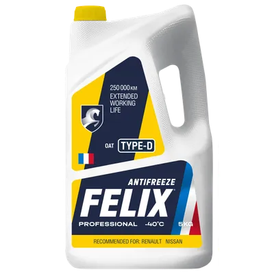 Антифриз G-12+ желтый (5кг) TYPE D (FELIX)