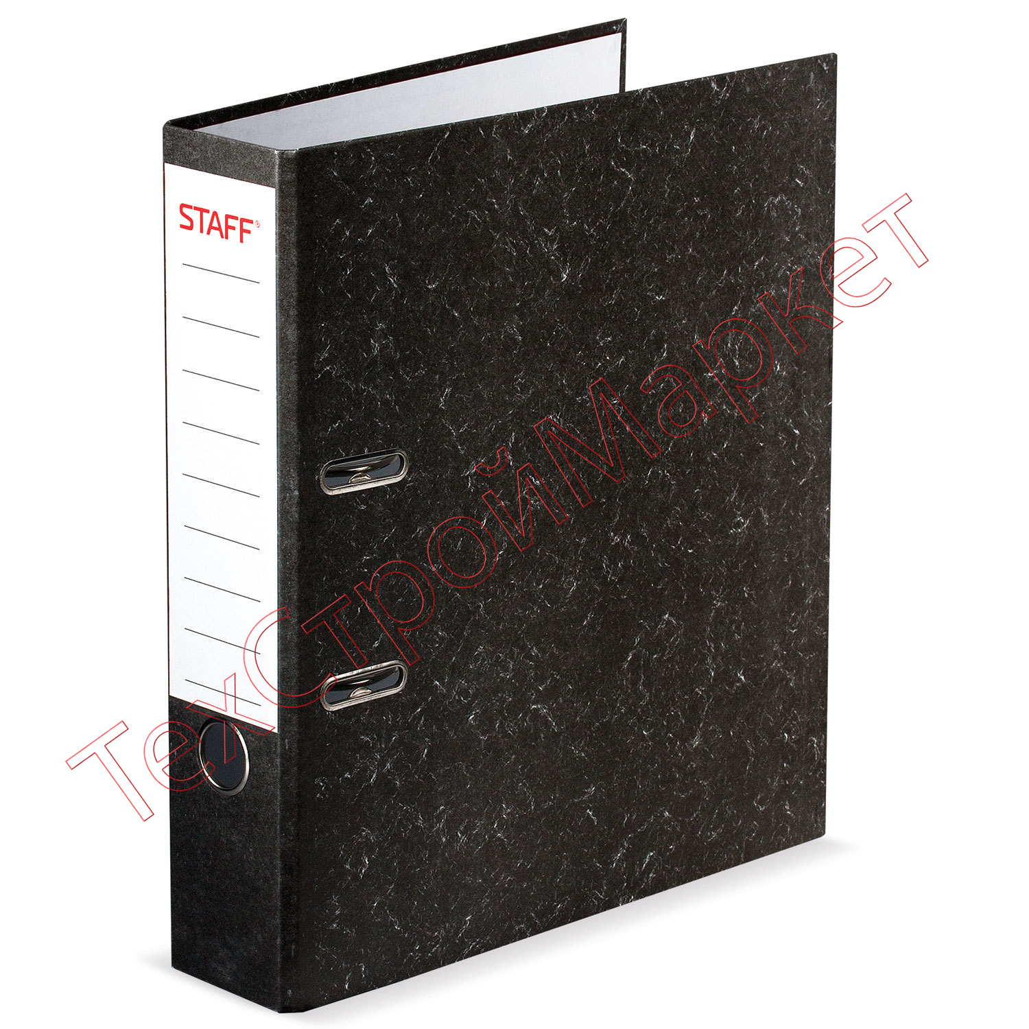 Папка-регистратор STAFF "EVERYDAY" с мраморным покрытием, 70 мм, без уголка, черный корешок, 224616