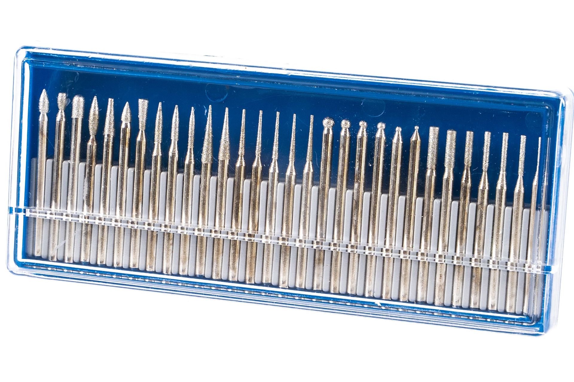 Набор : Мини-насадки с алмазным напылением в пластиковом боксе, P=180, хвостовик d=3мм, 30 предметов ЗУБР