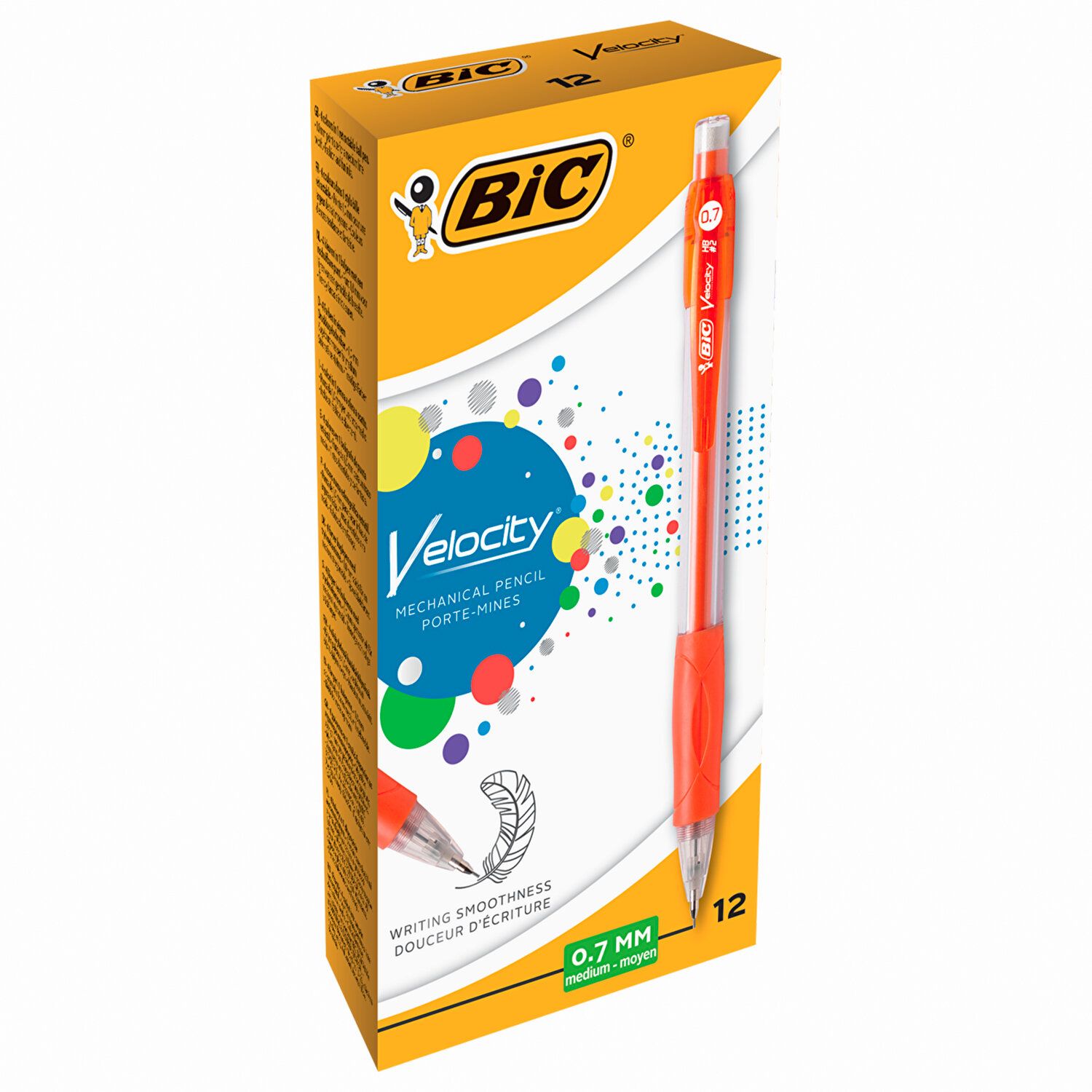 Карандаш механический BIC "Velocity", корпус ассорти, резиновый грип, ластик, 0,7 мм, 8291332