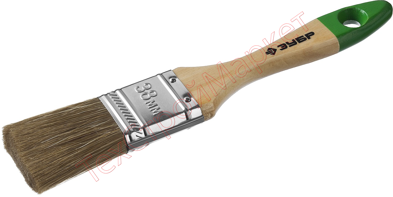 Кисть плоская ЗУБР "ЛАЗУРЬ-МАСТЕР", смешанная щетина, деревянная ручка, 38мм