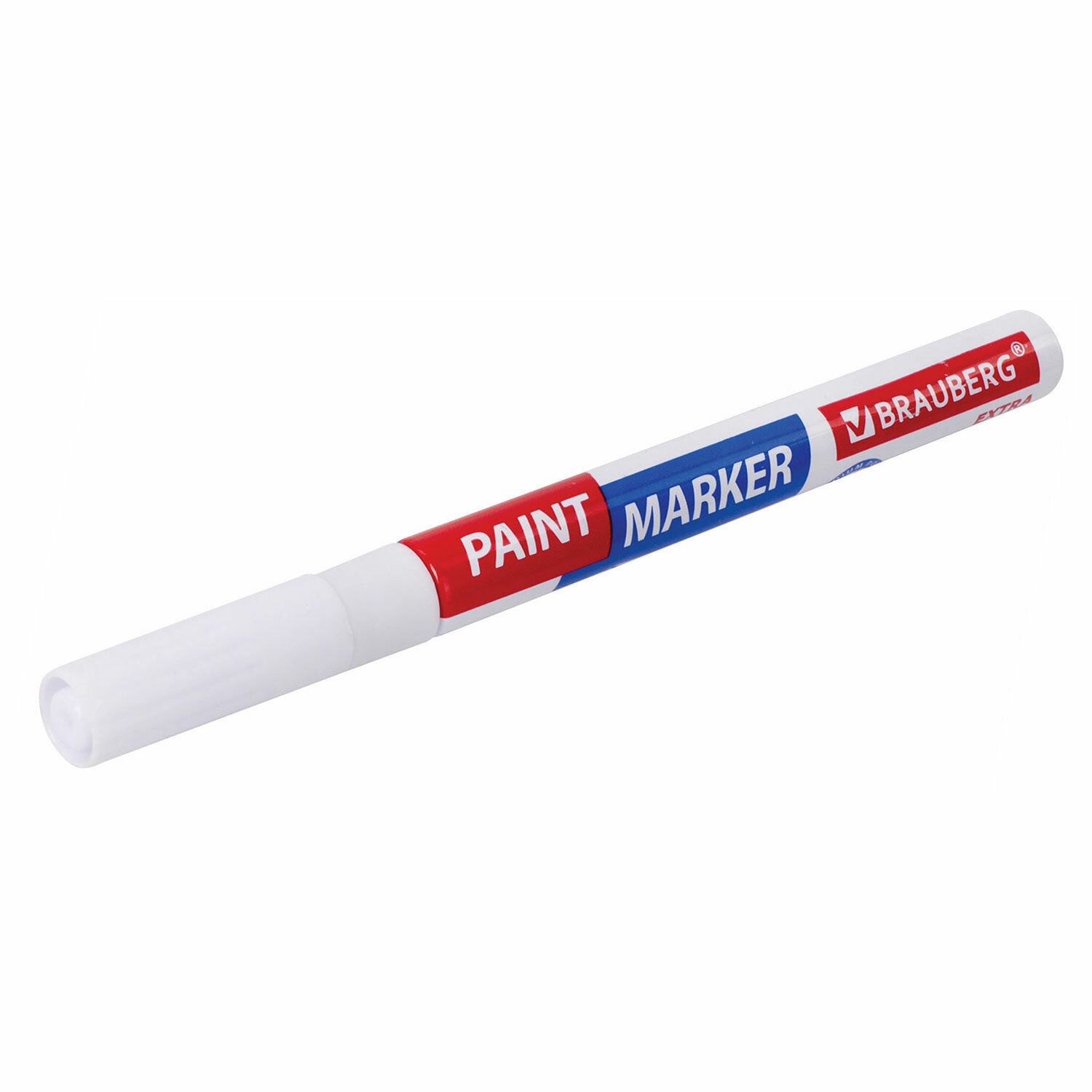 Маркер-краска лаковый EXTRA (paint marker) 2 мм, БЕЛЫЕ, НАБОР 4 шт., УЛУЧШЕННАЯ НИТРО-ОСНОВА, BRAUBERG, 151995