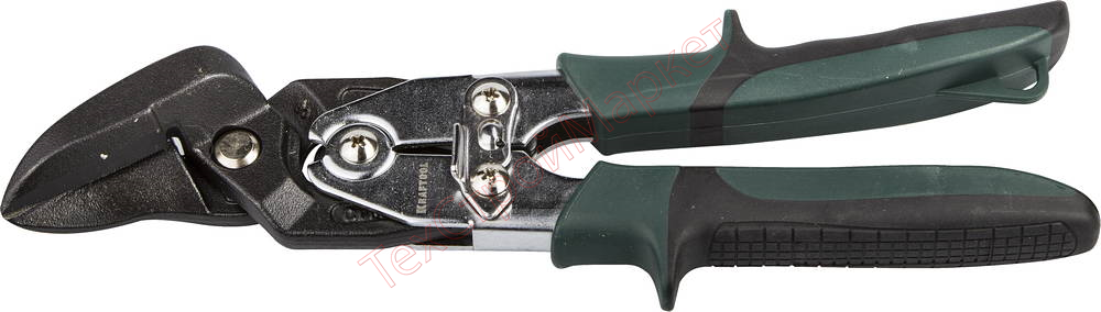 Ножницы по металлу BULLDOG проходные с двойной рычажной передачей, правые, губка с выносом, Cr-Mo, 260 мм KRAFTOOL