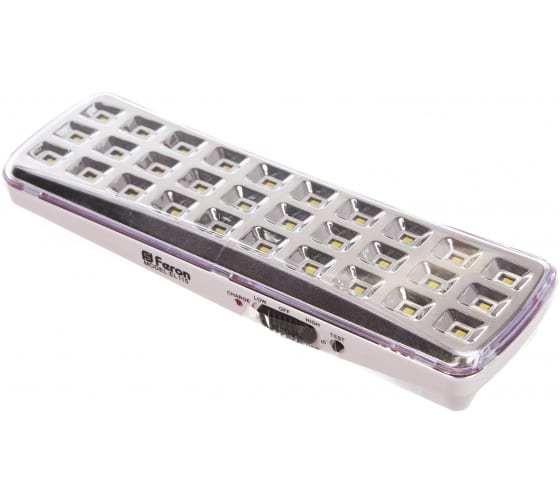 Светильник аварийный Feron EL115 30 LED DC 75Лм, 205*65*30 IP20 постоянный белый
