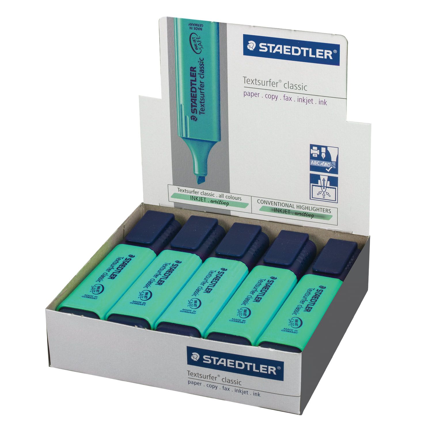 Текстовыделитель STAEDTLER (Германия) "Textsurfer Classic", НЕОН БИРЮЗОВЫЙ, линия 1-5 мм, 364-35