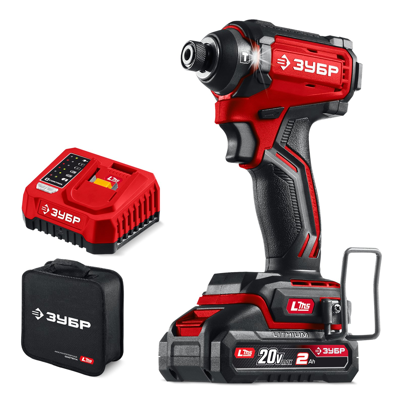 Винтоверт ударный бесщеточный  ЗУБР 20 В, 180 Н·м, 1 АКБ LMS (2 А·ч), сумка (ВБУ-180-21)
