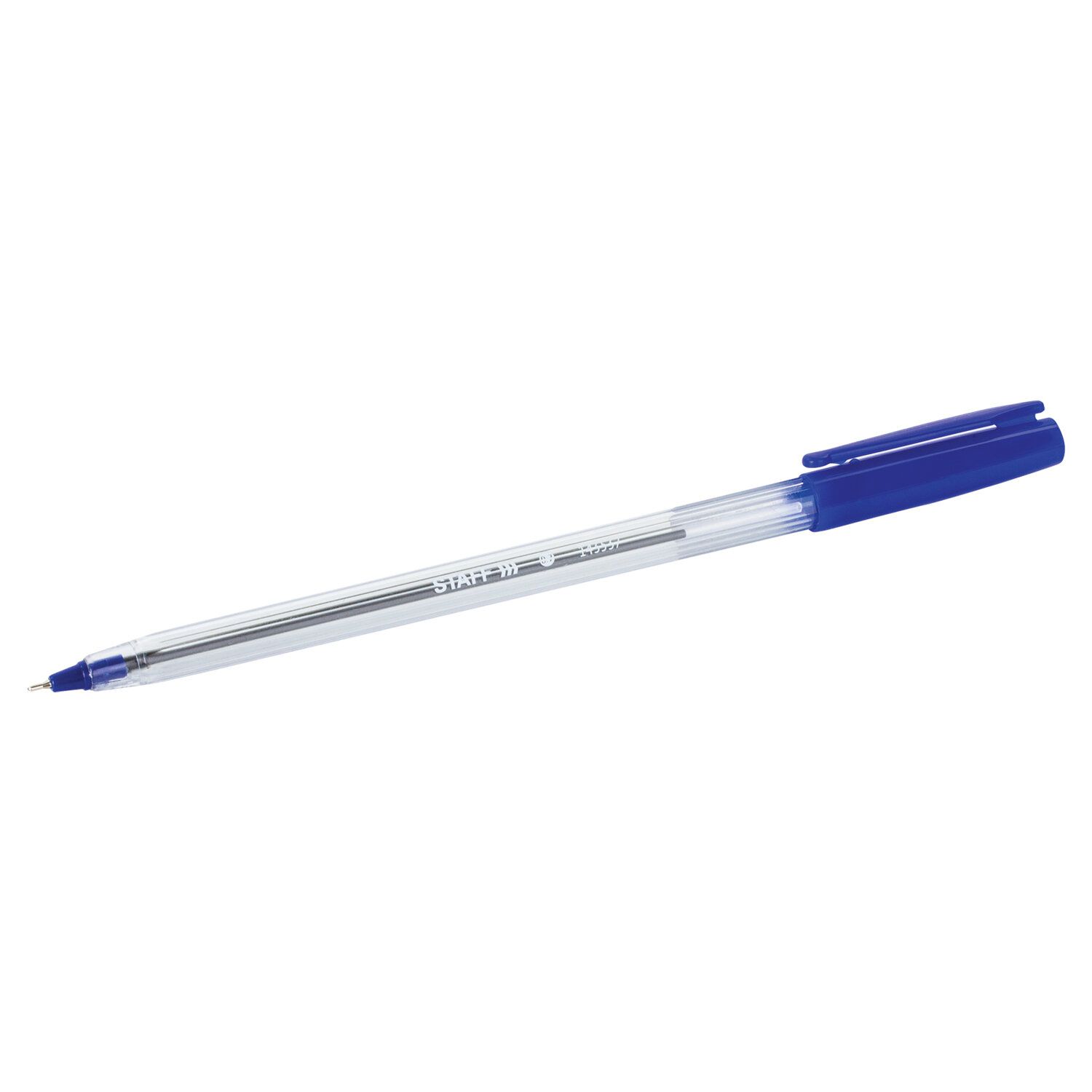 Ручка шариковая масляная STAFF "EVERYDAY OBP-409", СИНЯЯ, прозрачная, узел 0,7 мм, линия письма 0,35 мм, 143537
