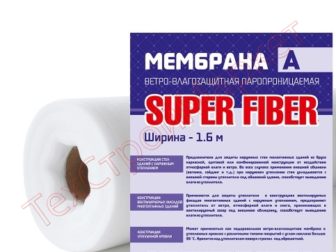 Пленка Super Fiber ветро-влаго мембрана А 70м2 (1,6м) 