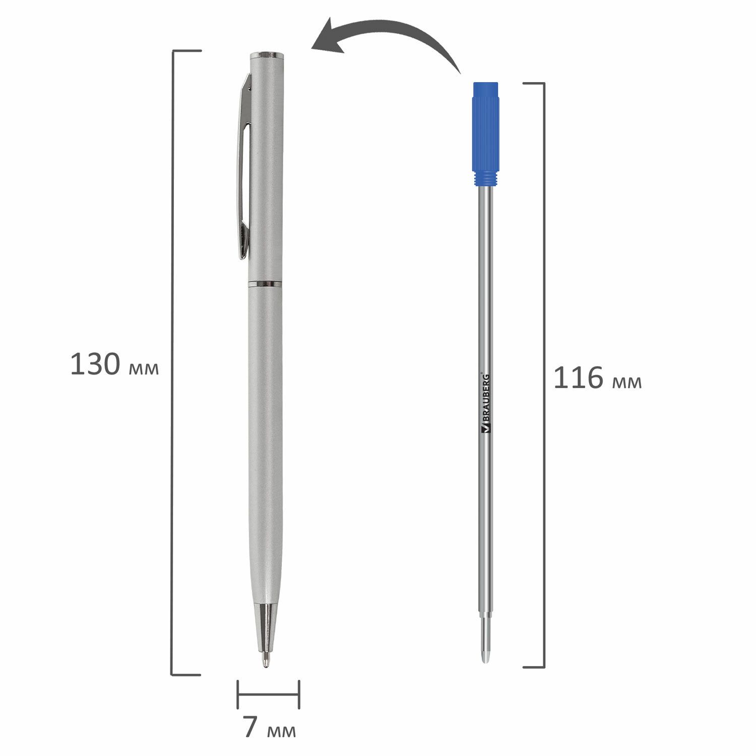 Ручка подарочная шариковая BRAUBERG "Delicate Silver", корпус серебристый, узел 1 мм, линия письма 0,7 мм, синяя, 141401