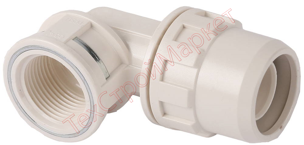 Муфта ЗУБР "ШиреФит" соединительная угловая 90°, "штуцер с гайкой - внутренняя резьба", 20мм-3/4"